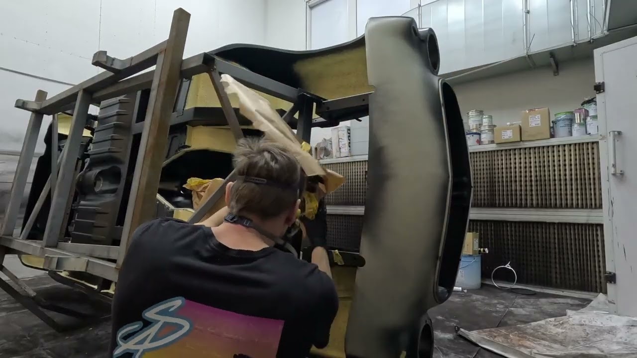 1971 Volvo 1800E painting underbody and inside