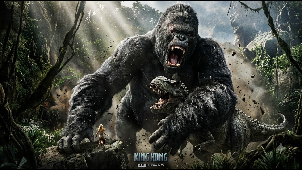 The King Defends His Queen Kong vs 3 V Rexes in 4K HDR