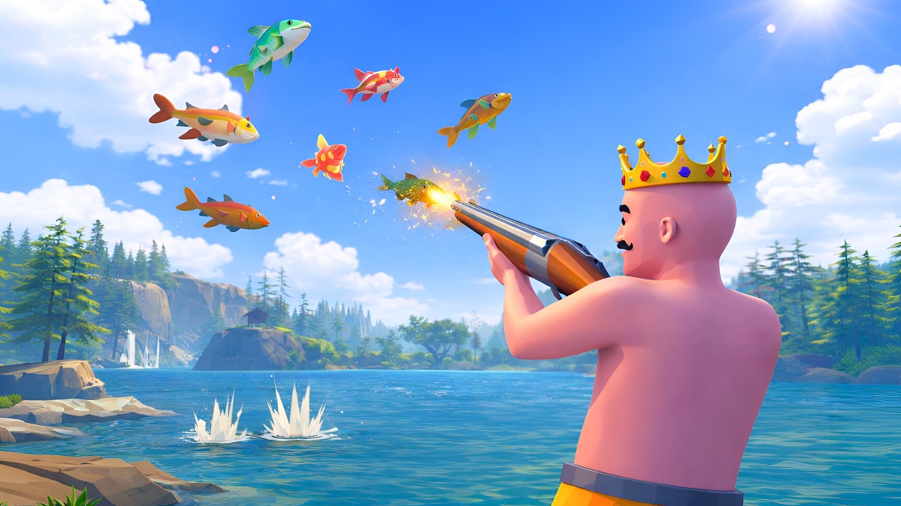 물고기를 낚아 올려서 총으로 쏴야 하는 게임 [Fish Hunters: Most Lethal Fishing Simulator 🐟]