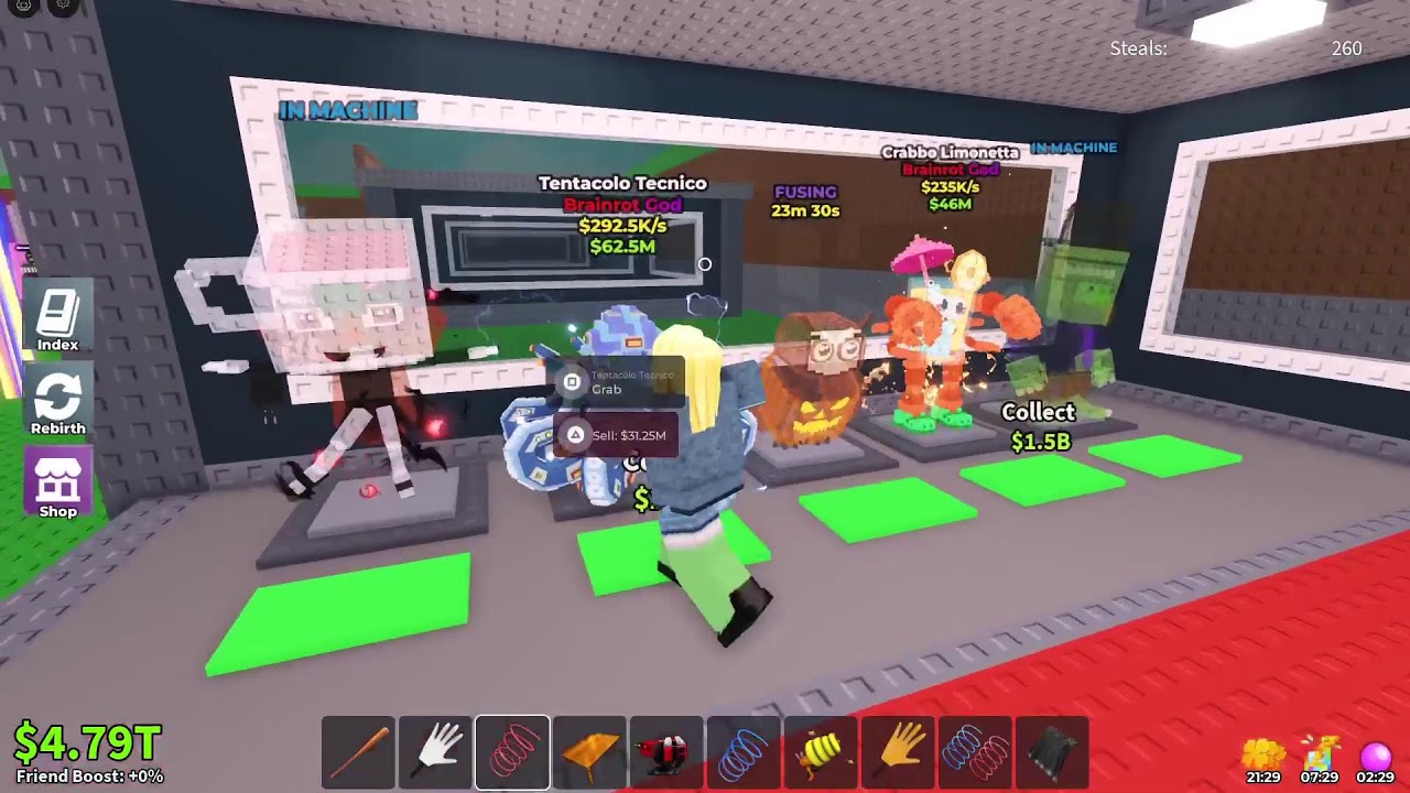 jugando roblox en el Play roba un Brainrot evento