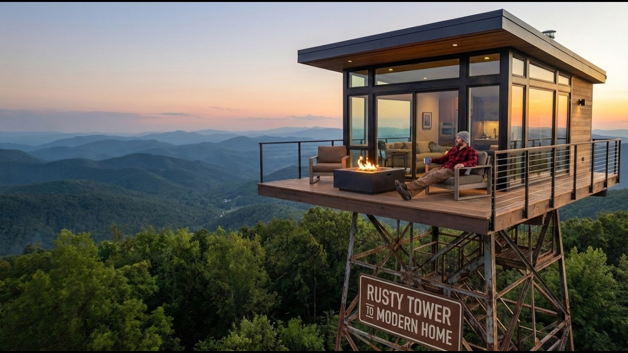 I Transformed a Rusty Observation Tower into a Modern Home - Modern Home Renovation (ASMR)