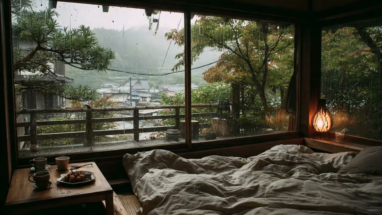 Rain Sounds Against Bedroom Window for Deep Sleep and Relaxation Ambience Therapy 🌧️