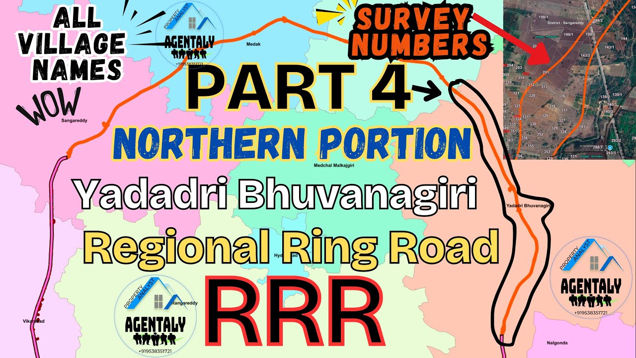 RRR Yadadri Bhuvanagiri District Map | Village Names, Sy No | Regional Ring Road Hyderabad Part 4