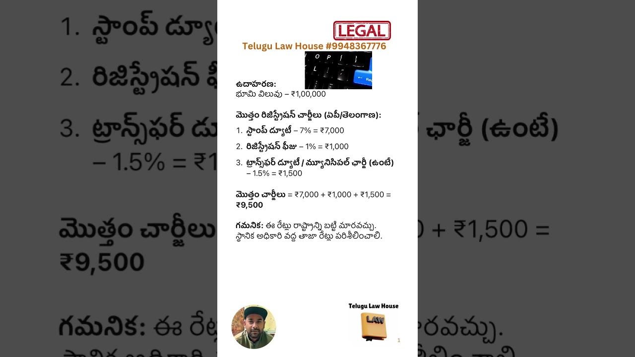 Land registration charges with an example