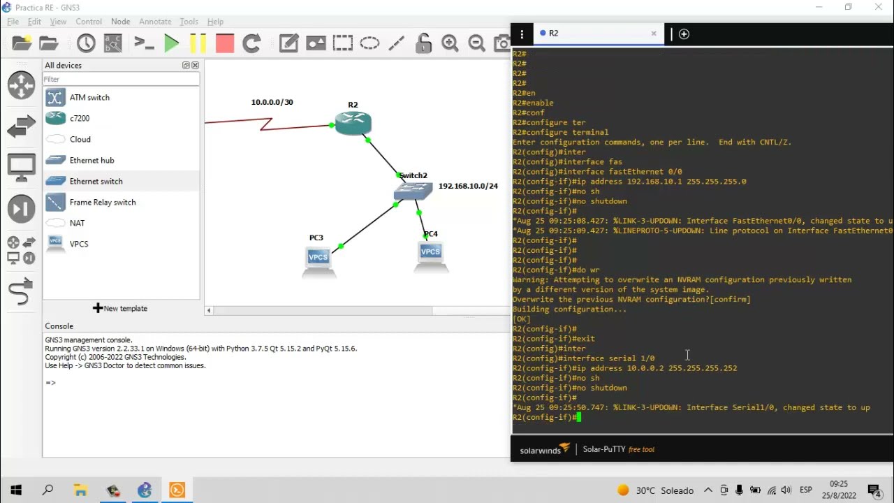 Configuración de router en GNS3 | Enrutamiento estático