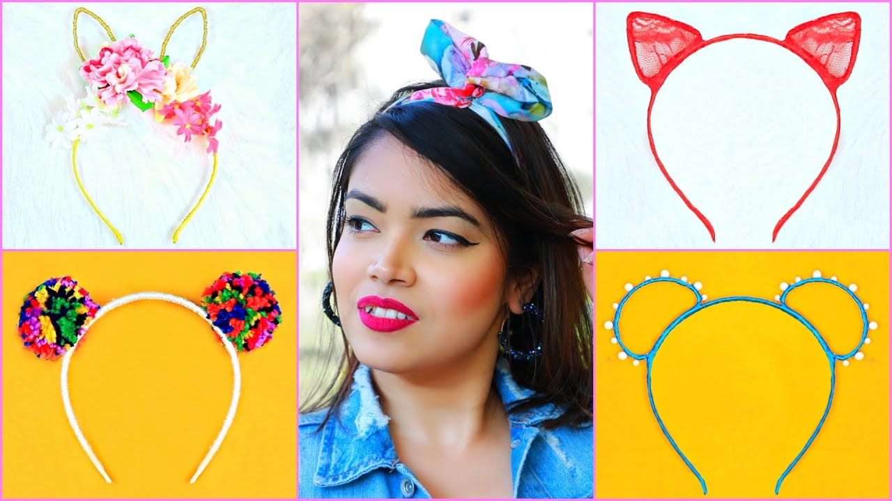 5 DIY Teenagers KITTY Hairbands from WASTE .. | 