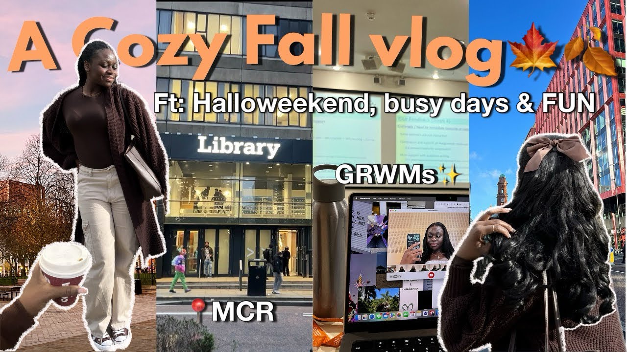 A Cozy End of Fall vlog in Manchester🍁🍂| Halloweekend, Days in Uni, Study Sessions and Chill🤎