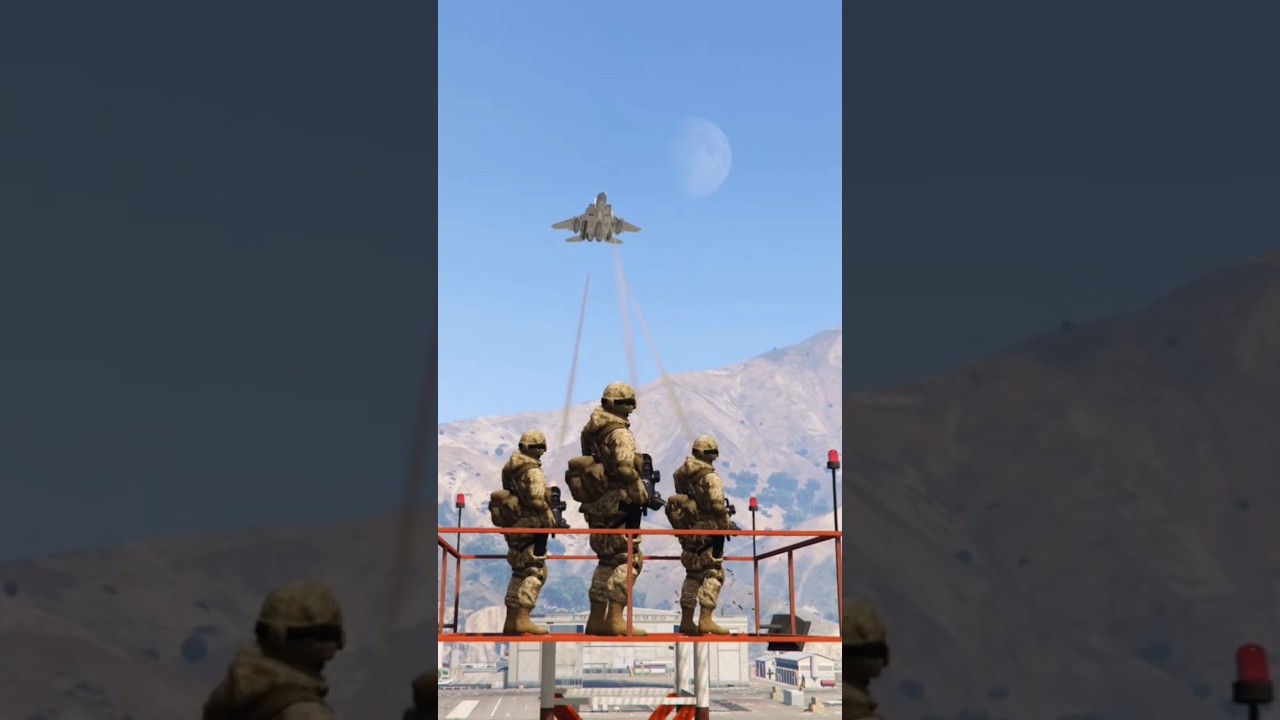 Advanced Fighter Jet Faces a Stinger Missile Attack From Three Soldiers | GTA V