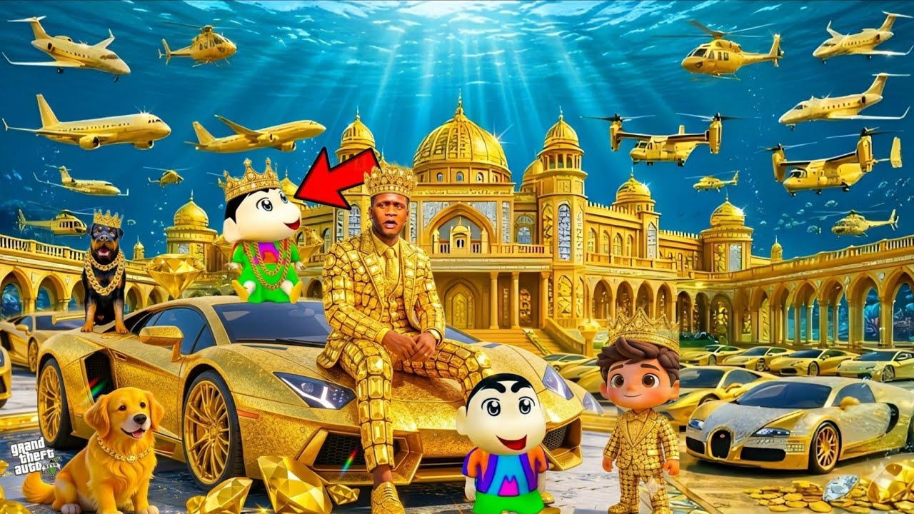 Franklin and SHINCHAN Got Golden Mansion Underwater 