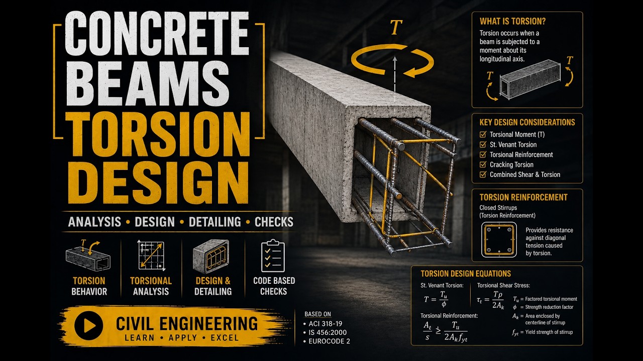 Torsion Design As Per ACI 318-19M/تصميم عزوم الالتواء طبقا للكود الأمريكي