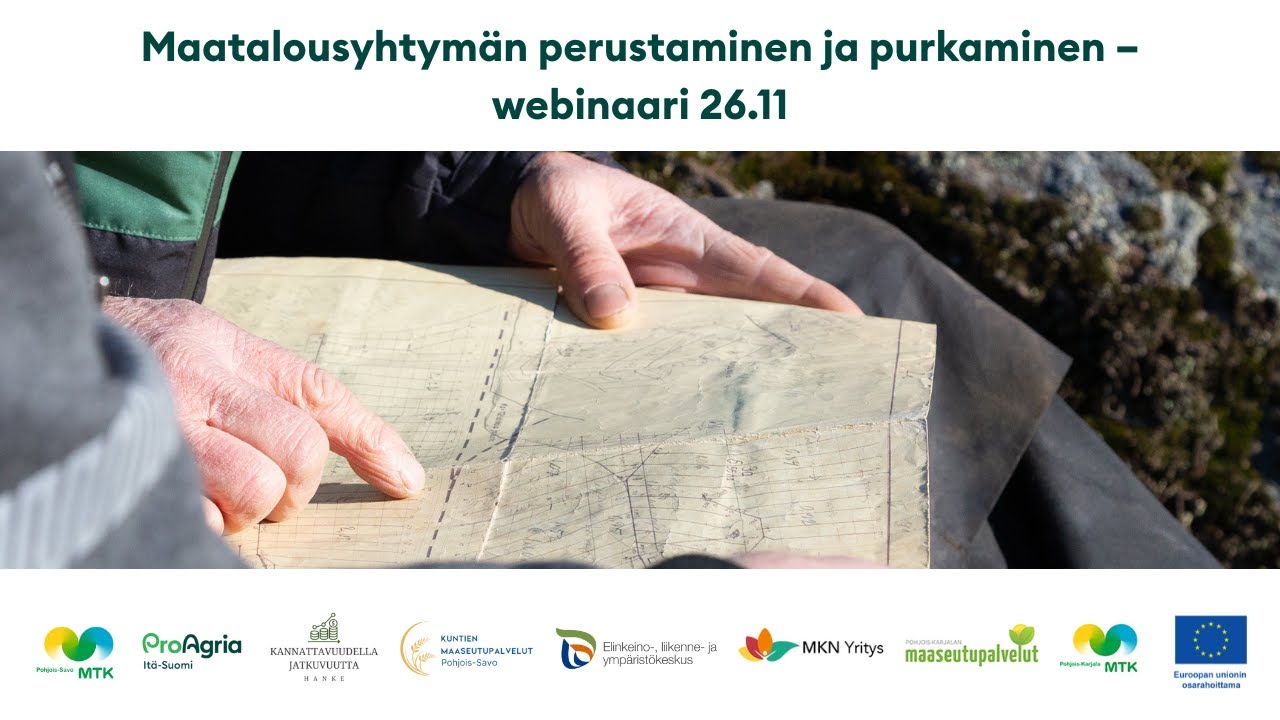 Maatalousyhtymän perustaminen ja purkaminen– webinaari 26.11