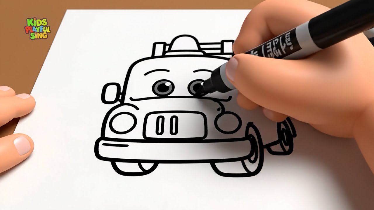 Drawing and Coloring Street Vehicles Song  Learn Colors & Cars 3D Nursery Rhymes