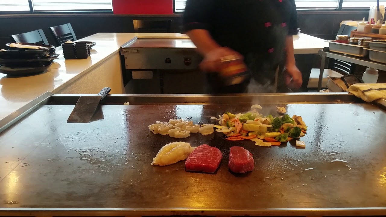 Best Hibachi Dinner professional Hibachi Chef delicious meal Lobster Steak and Shrimp