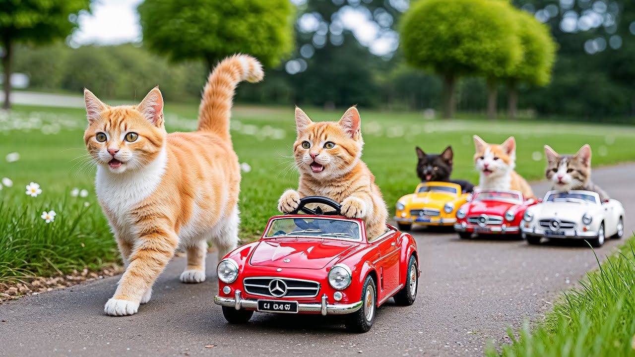 Mama Cat Works Hard at Ice Cream Shop to Buy New Car Toy For Ginger Kitten Heartwarming Story 🐾💙🐱