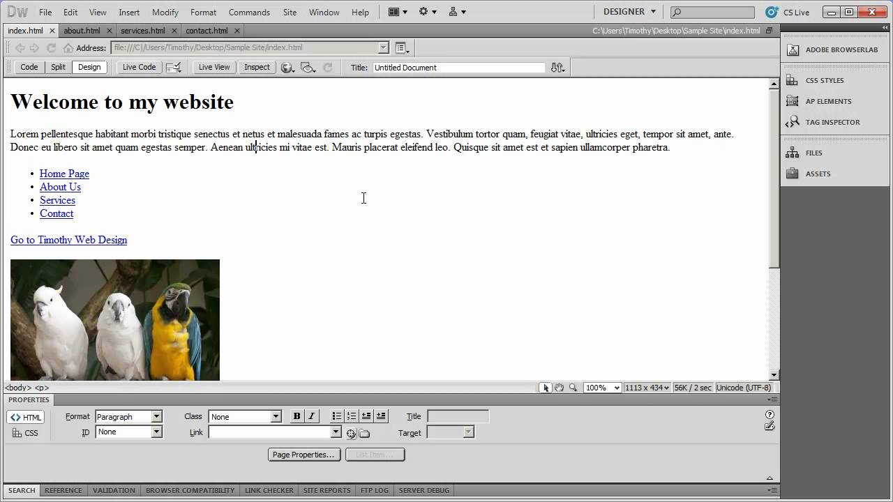 5 - Introduction to Dreamweaver Tutorial (CS5)