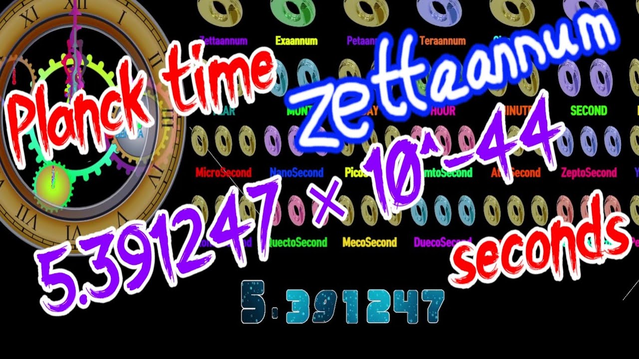 1 planck time to 10 zetaanums and 13 gigaanums and 800 megaanums countup timer  alarm🔔