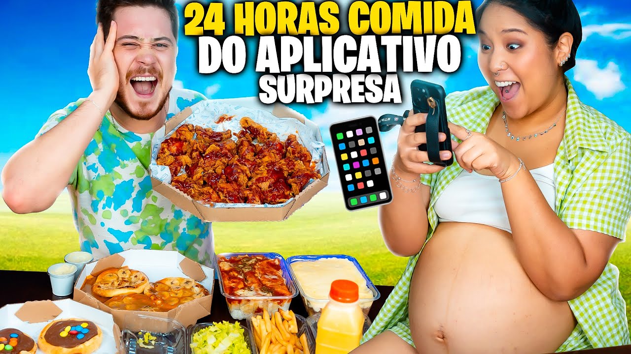 24 HORAS só COMENDO COMIDA DO APLICATIVO SURPRESA! Jeru e Cheru