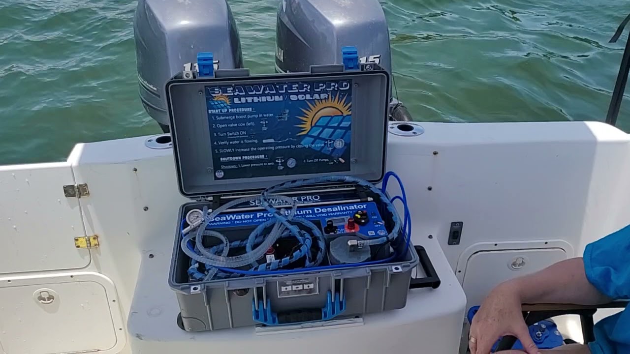 SeaWater Pro, world's first lithium portable water maker, water purifier, desalinator.