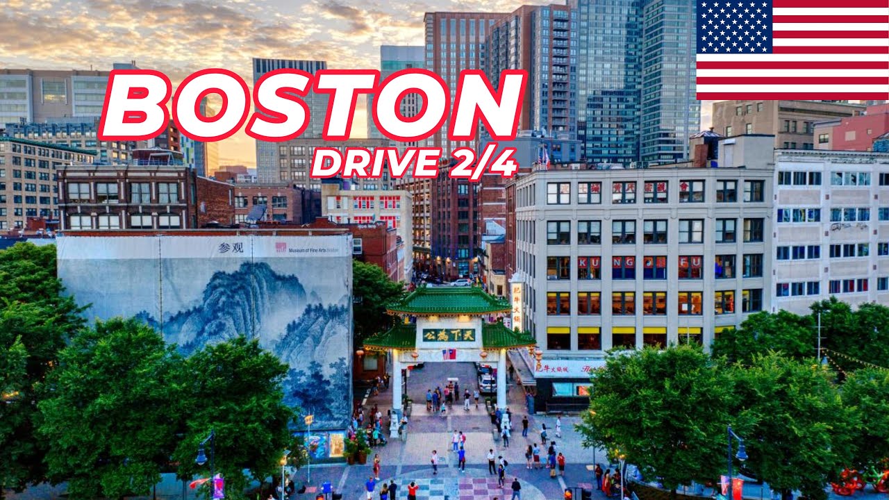 Boston Drive on a Great Day Part 2/4, Massachusetts 4K