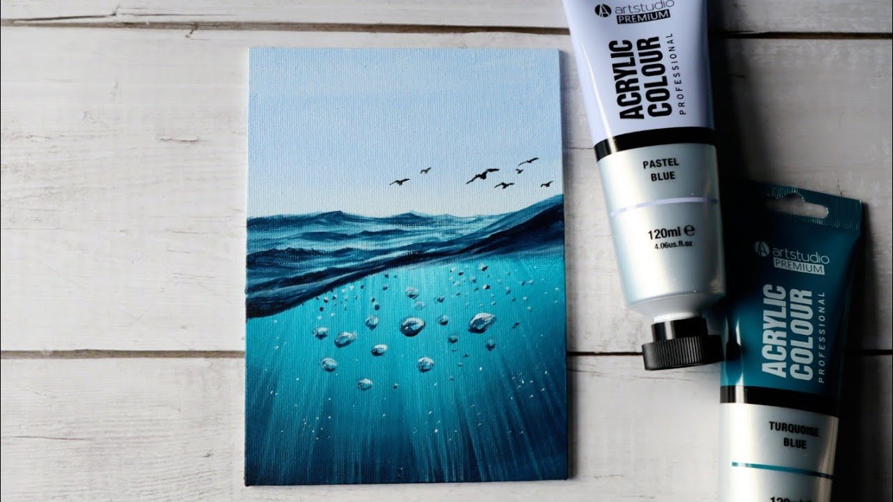 How to paint underwater painting | Easy acrylic painting for beginners | Aesthetic painting tutorial