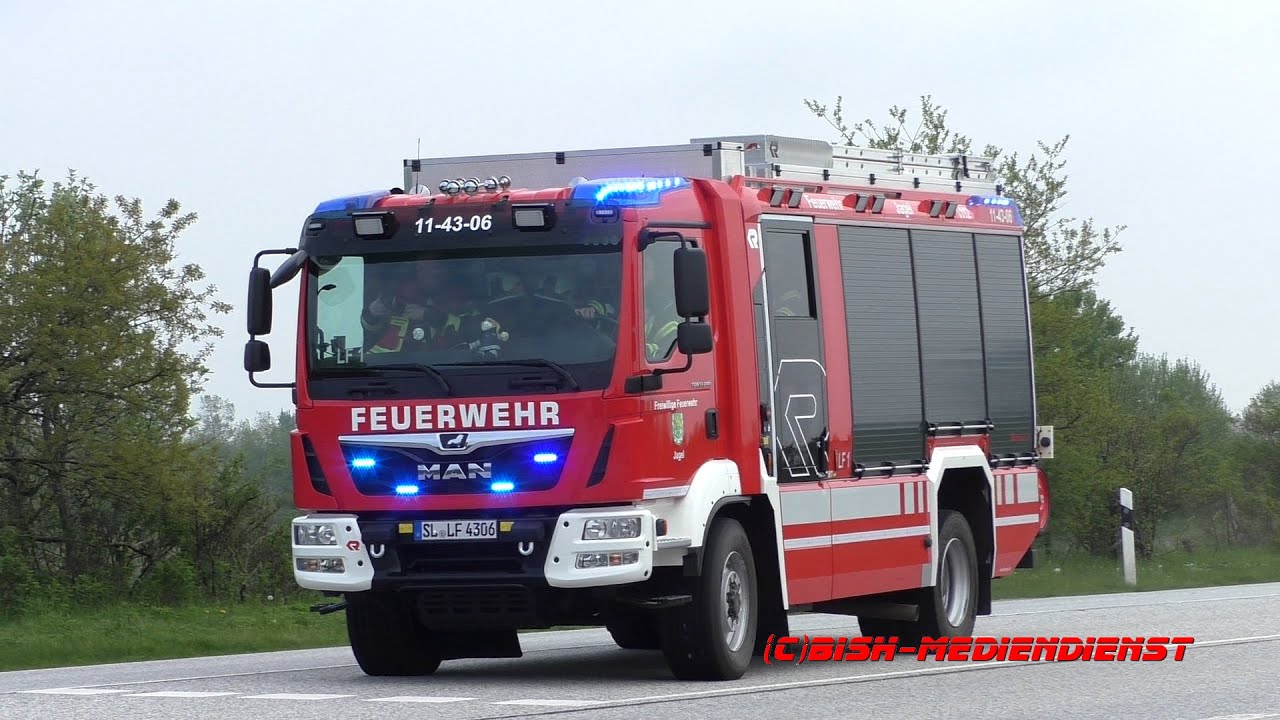 [Cessna kollidiert mit Tornado] Einsatzfahrten Feuerwehr Jagel + Kropp + Dannewerk + Owschlag & JUH