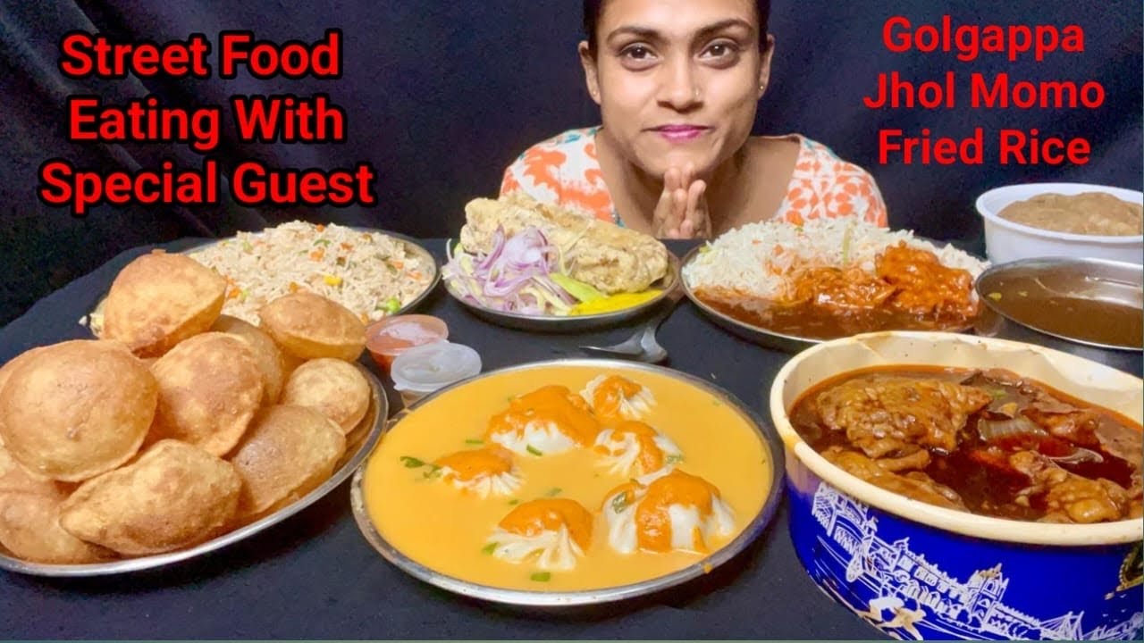 Today’s Street Food Eating With My Favourite Guest Golgappa Momo Fried Rice Chilli Chicken 