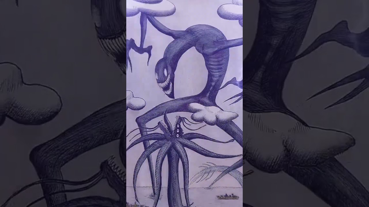 Battle of Giant Sea Monsters #drawing #shorts