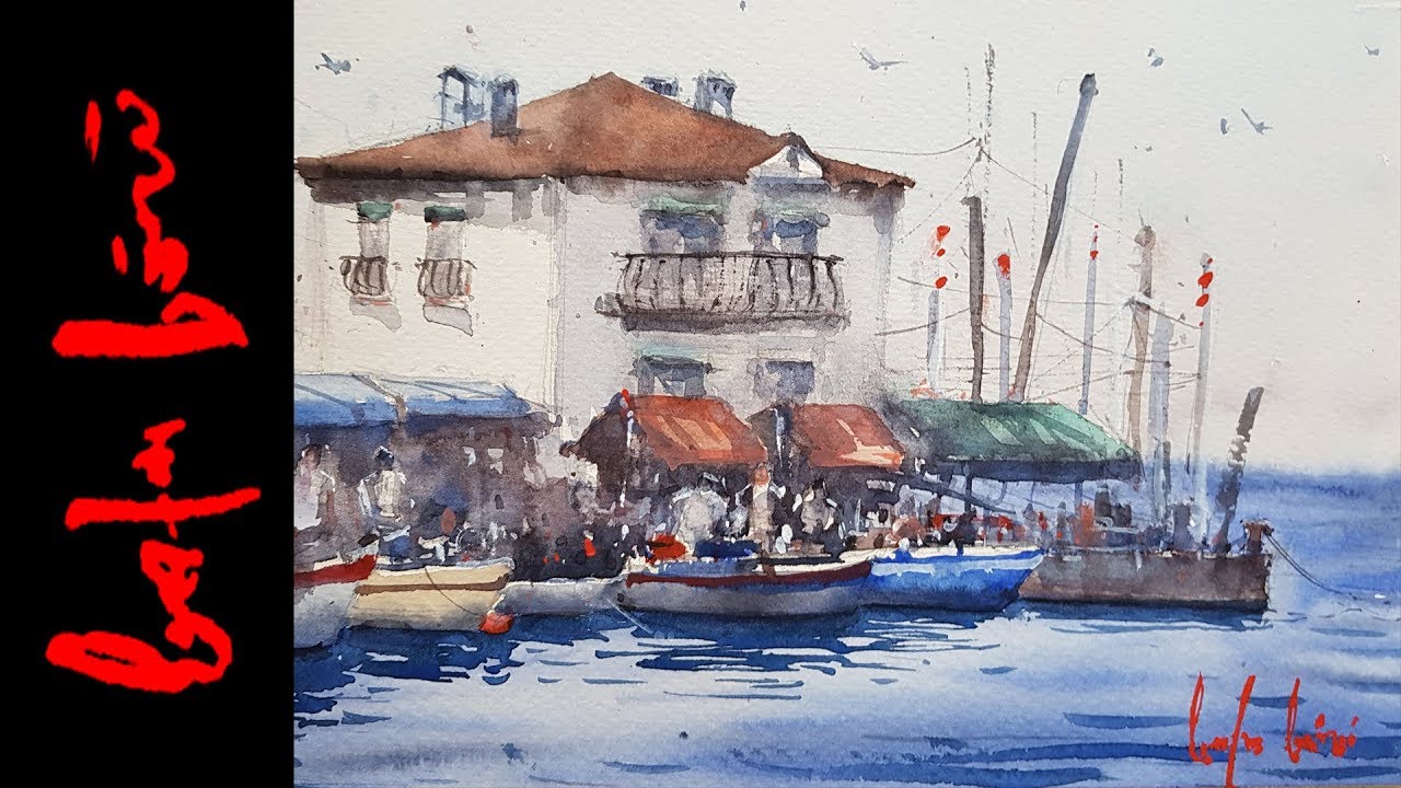 Fisherman's Town Old Foca Watercolor Painting Demo Bilkent Sanat Sokagi (Long Version)