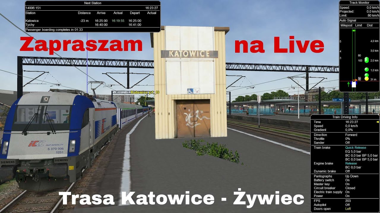 Open Rails Live#8  Pociag Siemens Relacji Katowice - Żywiec Elf Żywiec - Katowice
