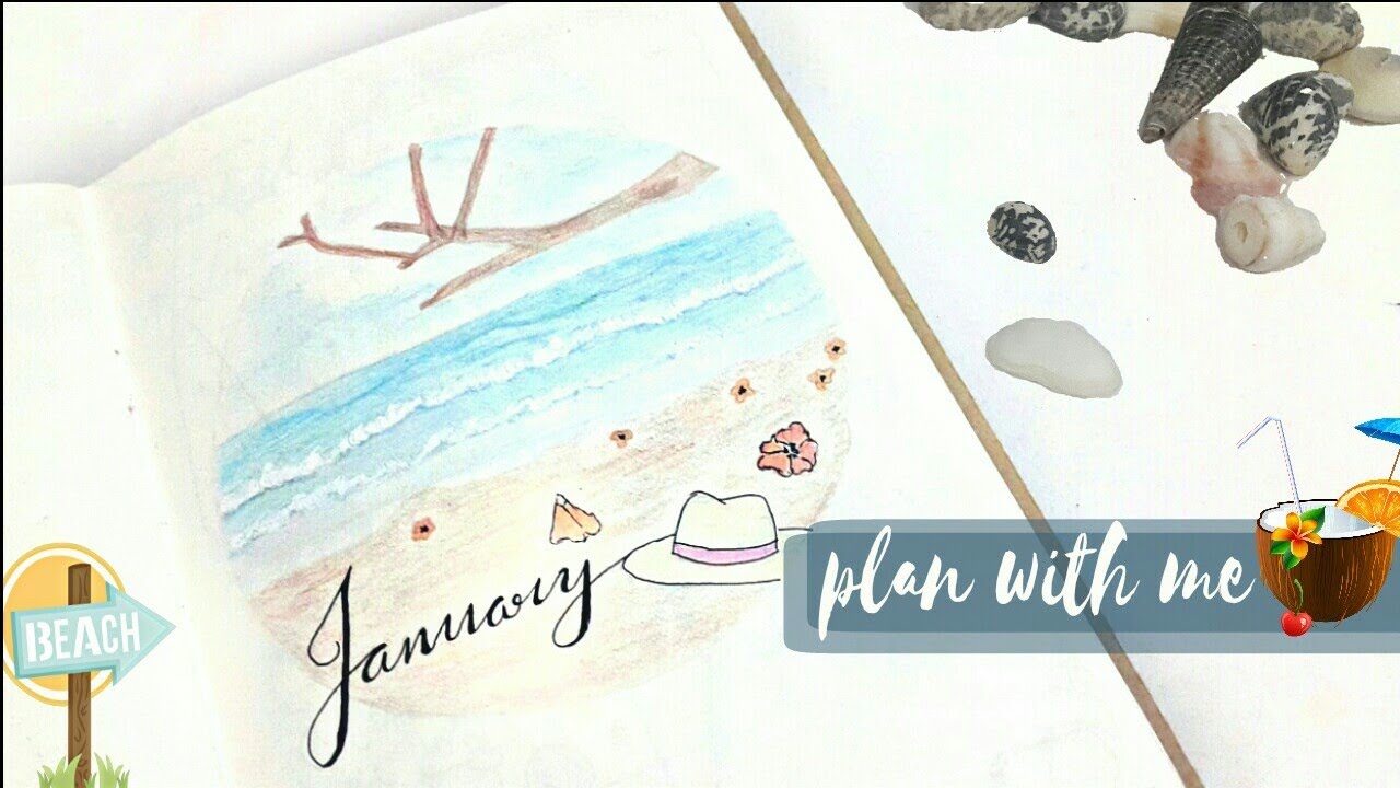 PLAN WITH ME | January  2018 | Bullet Journal Indian style | BuJo Inspiration | Beach Theme