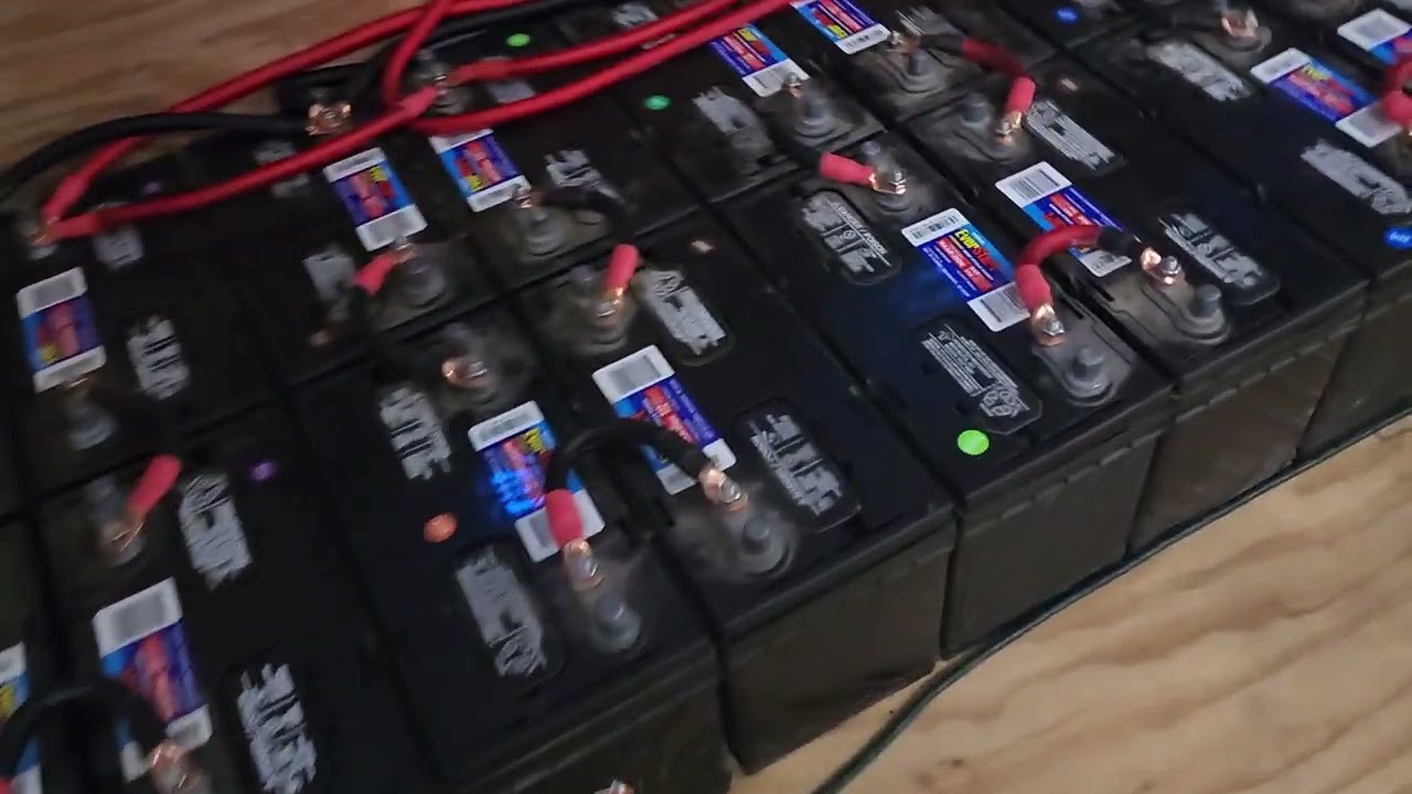 28 Walmart batteries for 38,304 Kwh total power with balanced changing. Off grid living on a budget.