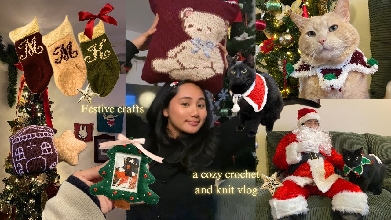 Everything I made for Christmas 🎄🌟 | crochet and knit vlog, opening gifts, festive decor