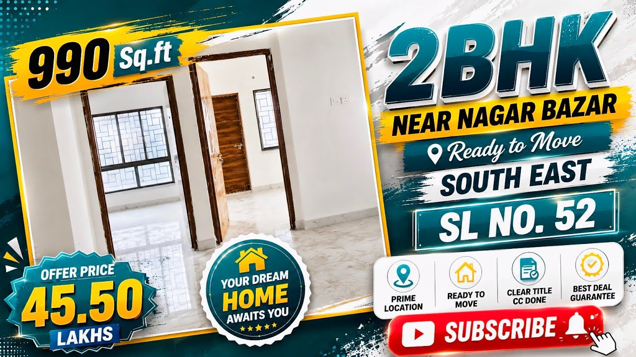 2 BHK Flat Sale Near Nagar Bazar Ready To Move South East CC Done