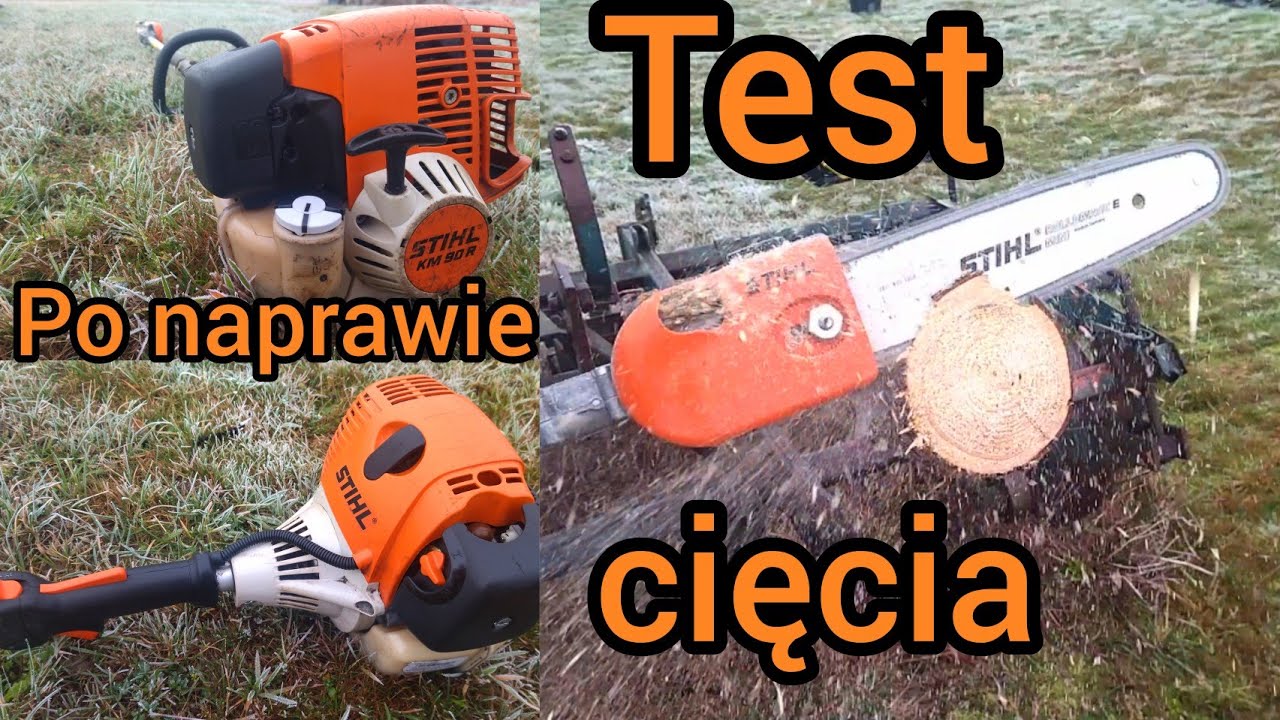 Stihl KM 90R, FS 90 4-MIX odpalenie i test w terenie piły kosy multi.