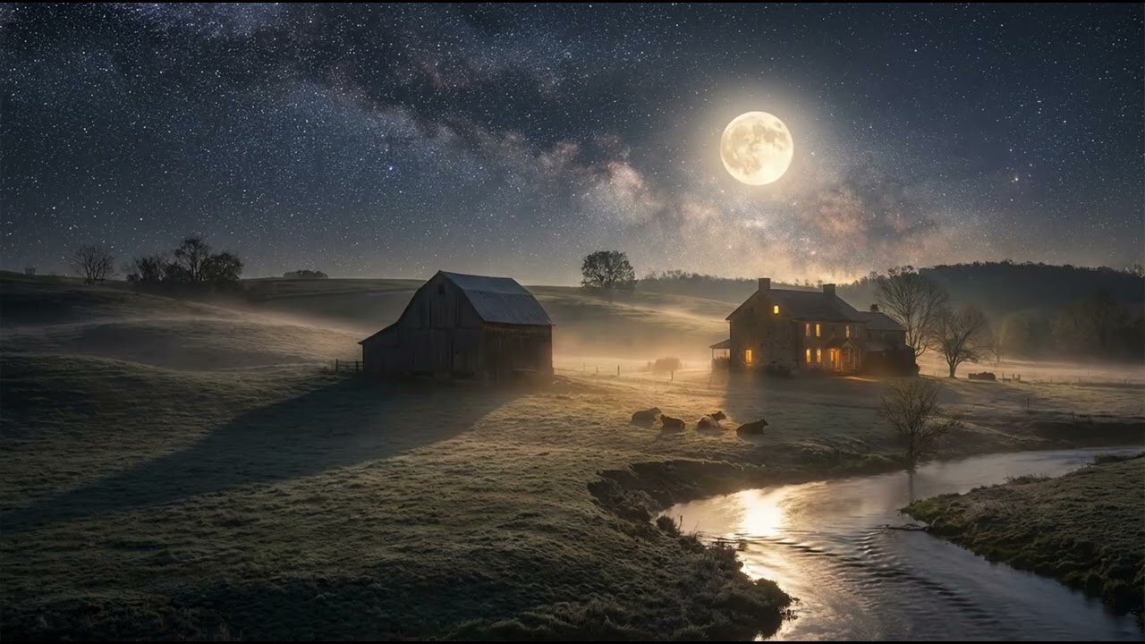 Silent Night in the Countryside | Relaxing Moonlight Landscape