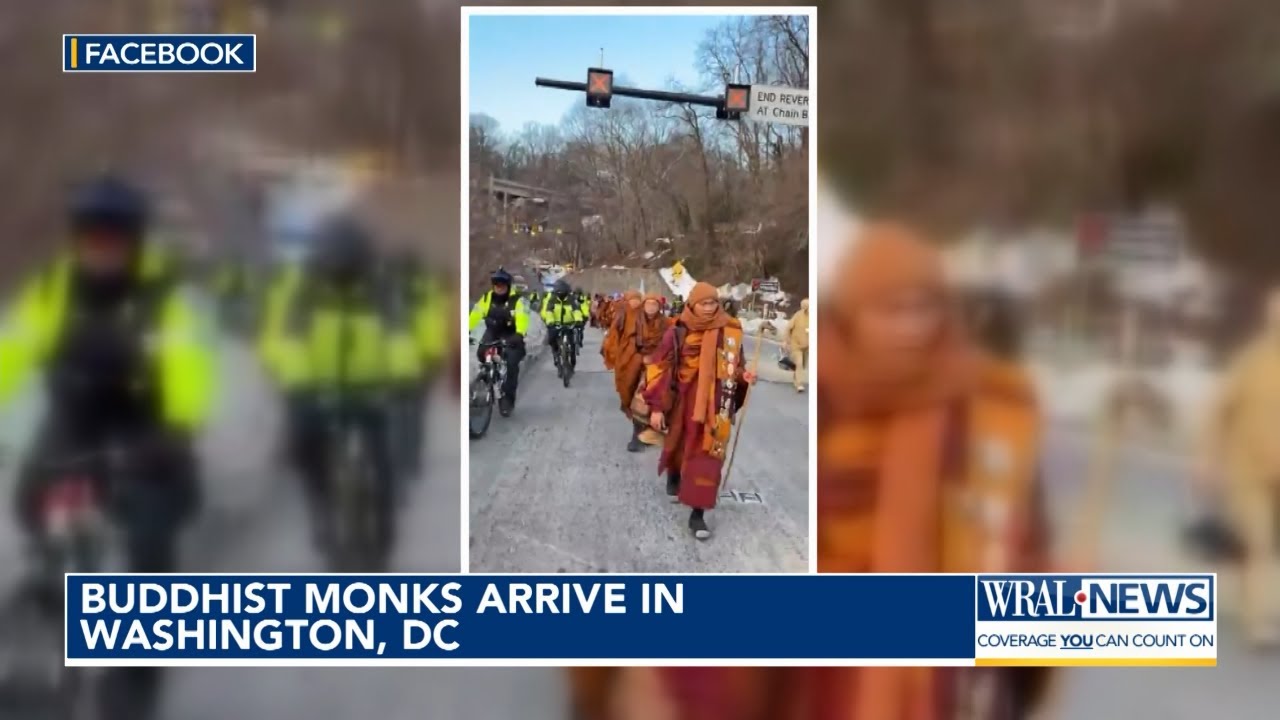 A 15-week 'Walk for Peace' concludes with Buddhist monks' arrival in Washington