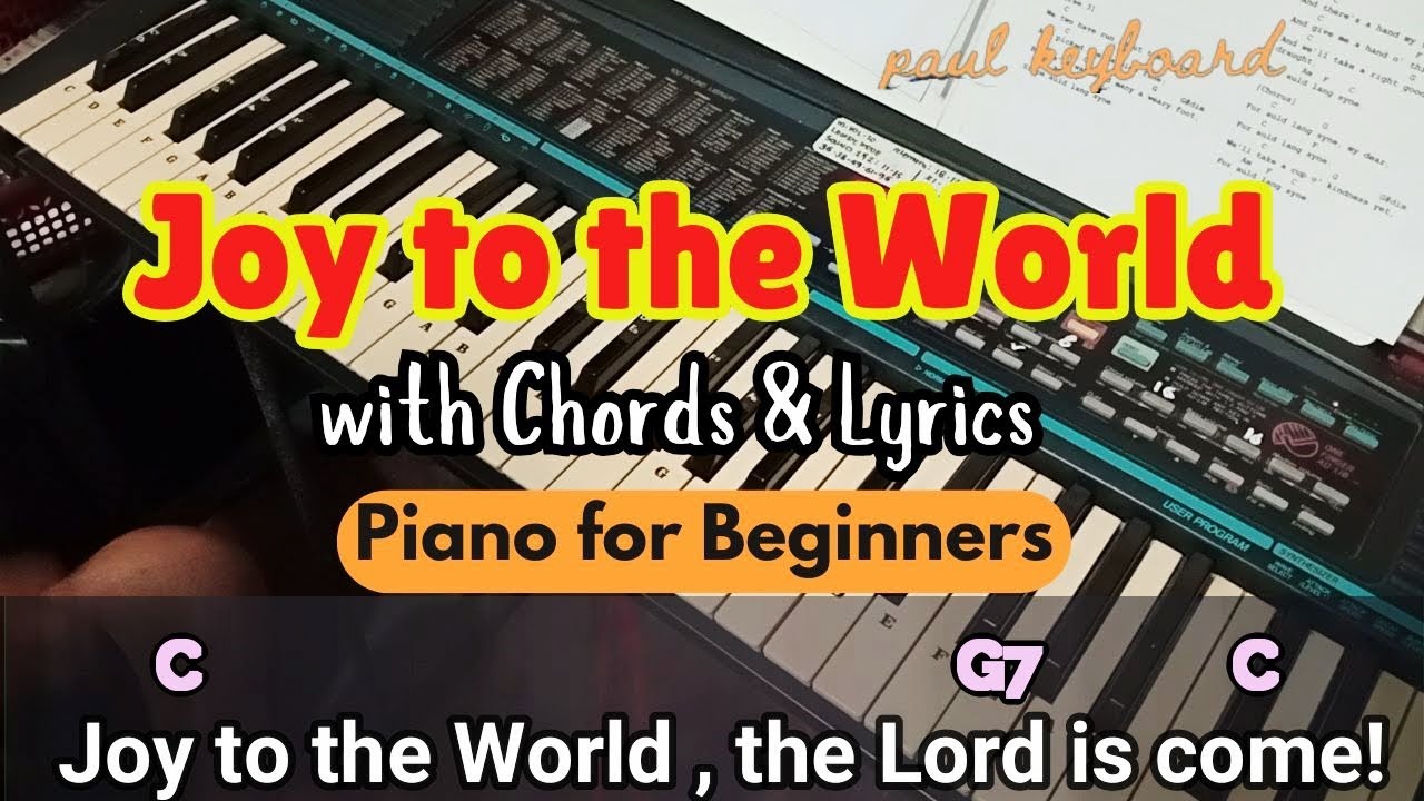 JOY TO THE WORLD - key of C │with Chords and Lyrics - Piano tutorial for Beginners