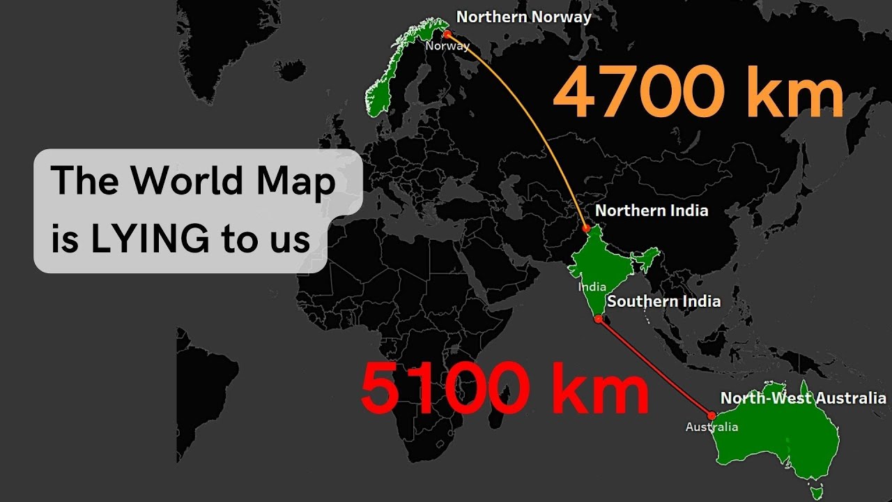 World Map Distortion: True Distance and Size on a Flat Map. Why it's happening?