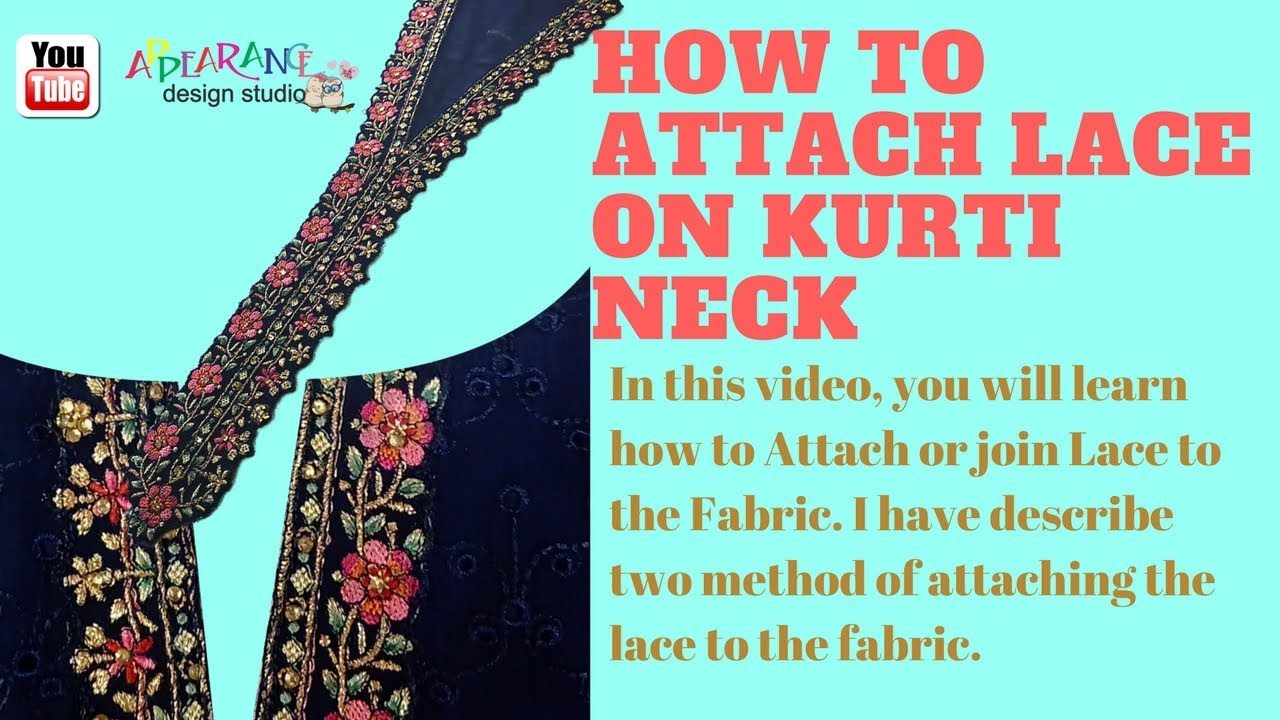 How To Attach Lace On Dress Neck  ❤️ Lace Attach ✅ Sewing For Beginners