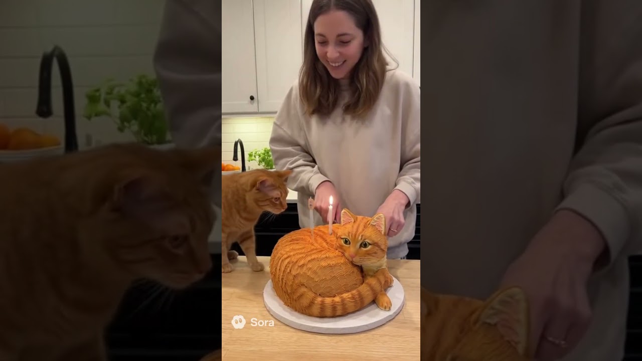 She Cuts a Cat Cake | Real Cat Freaks Out!#cuteanimals  #catcake  #catlovers