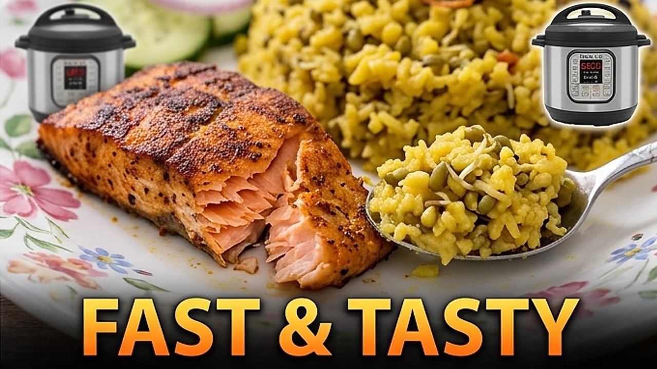 Healthy Comfort Meal in 30 Minutes! Air Fryer Salmon & Protein Khichdi | Day 14 #food