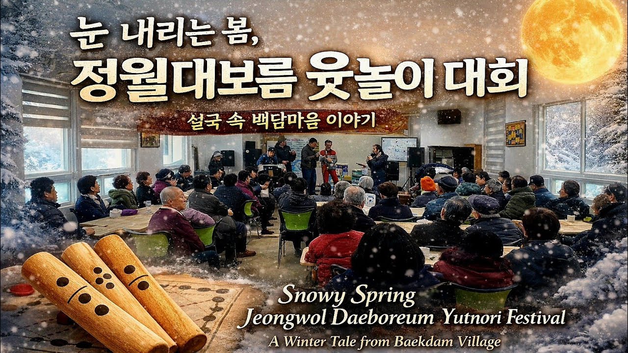 (4K)눈 내리는 봄, 정월대보름 윷놀이 대회! 설국으로 변한 백담마을. Snowy Spring & Lunar Full Moon Yutnori Festival! Baekdam.
