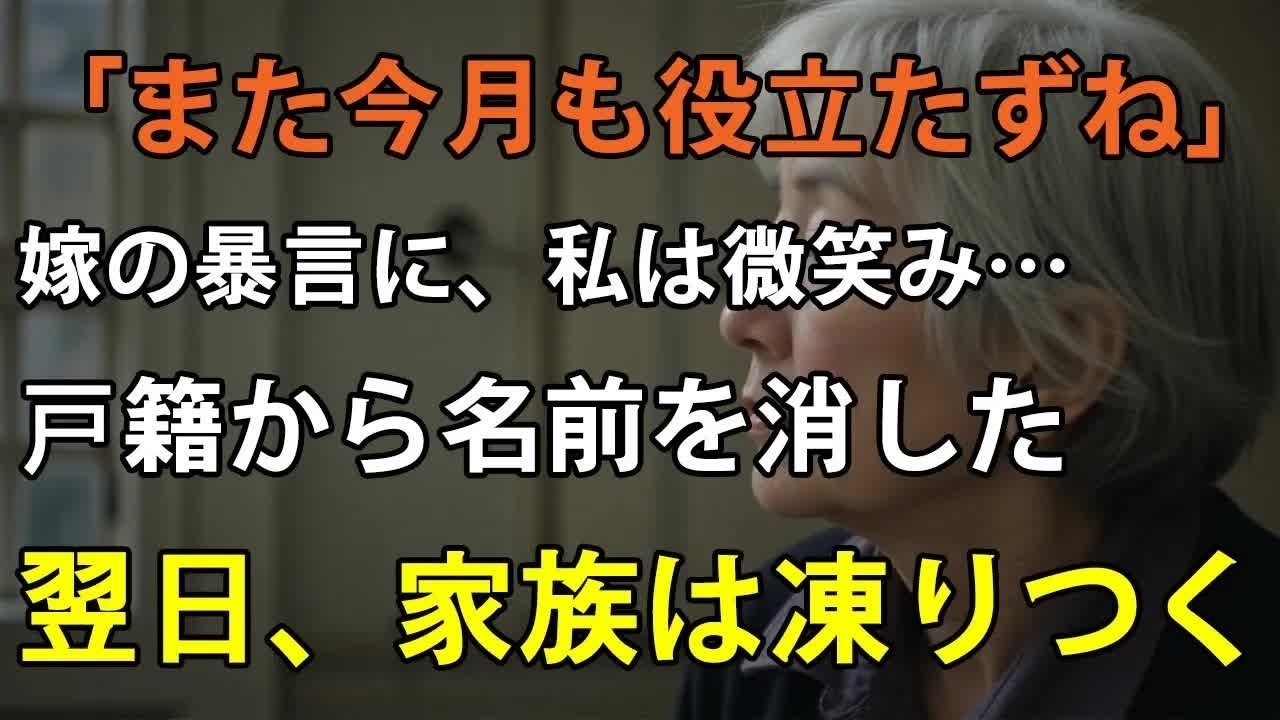 「また役立たずね」息子嫁の衝撃の一言に呆れた私→翌日、”戸籍上の関係”を全て消し完全絶縁した結果、調子に乗っていた2人は絶望のどん底へ【シニアライフ】【60代以上の方へ】