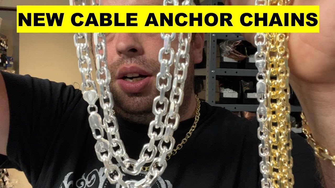New Harlembling Cable Anchor Link Solid 925 Silver Mens Chains & Bracelets From Italy