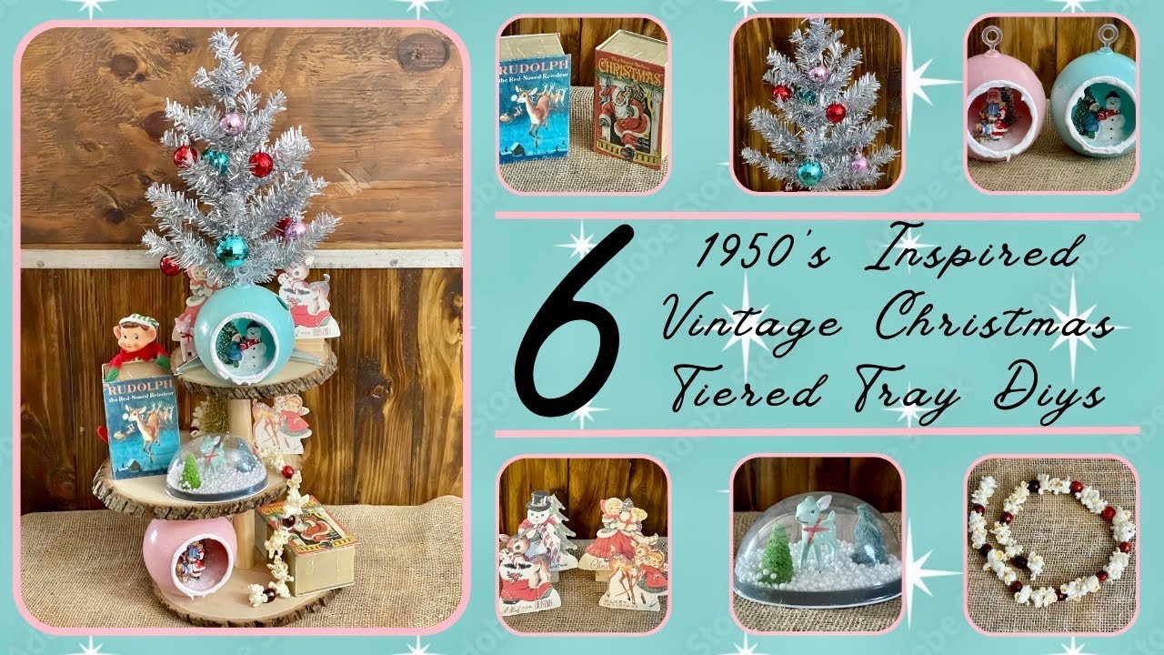 6 Easy Vintage Christmas Tiered Tray DIYs