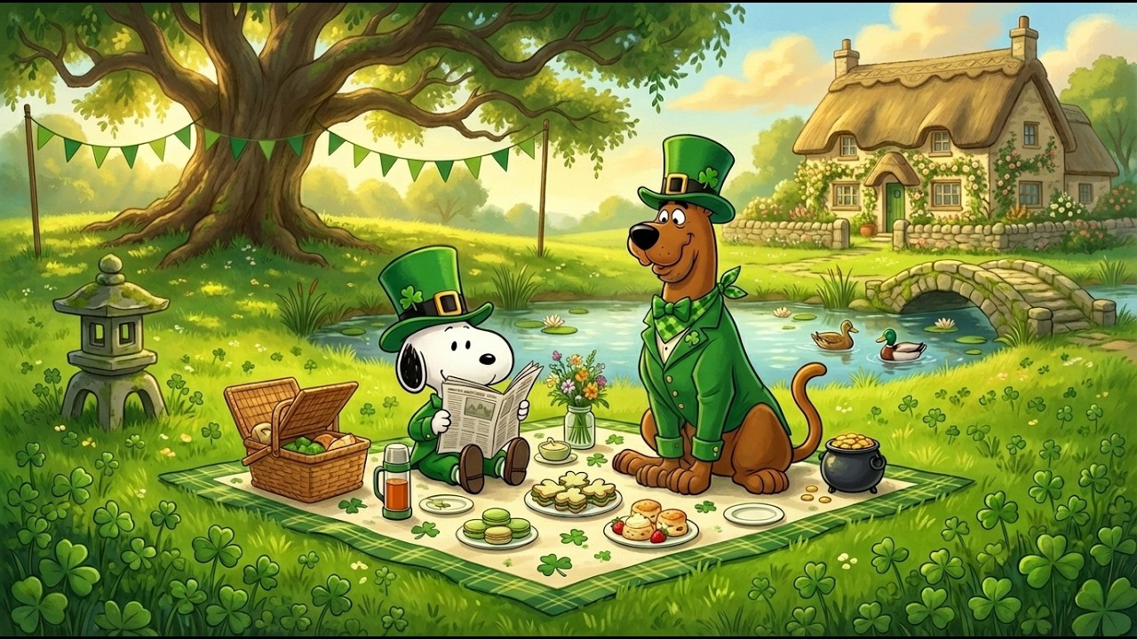 🌈 Snoopy’s St. Patrick Day Picnic 🍀 Cozy Jazz Music for Study, Reading & Peaceful Focus