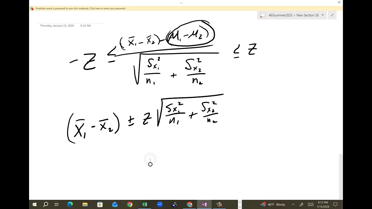 2 sample z interval