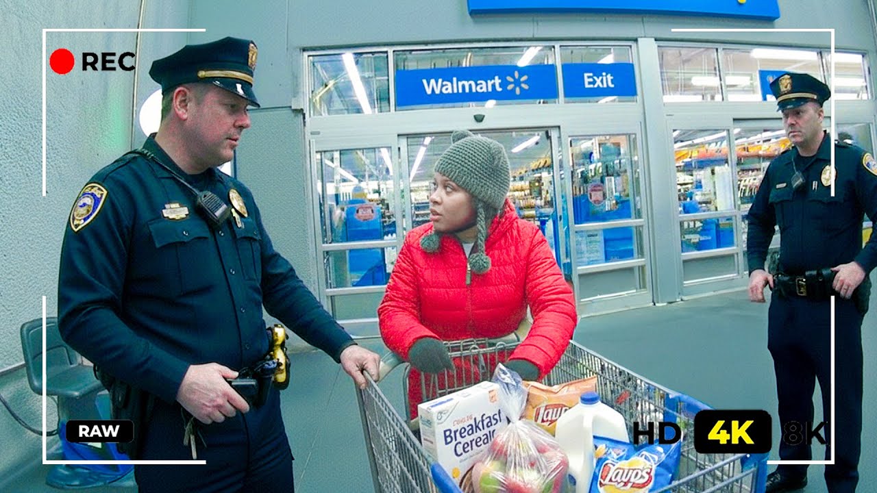 Cops Surprise Stop a Walmart Shoplifter Leaving With an Unpaid Cart | Walmart Shoplifter Arrest