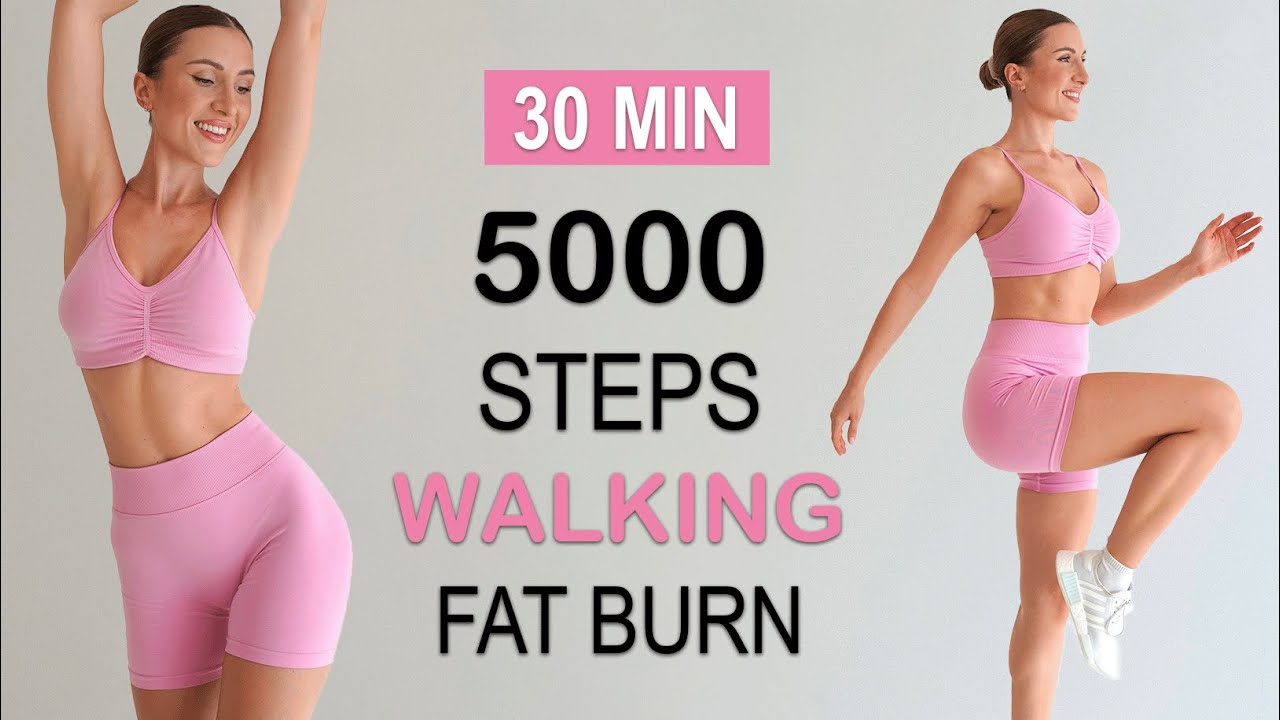 5000 STEPS IN 30 Min - Walking FAT BURN Workout to the BEAT, Super Fun, No Repeat, No Jumping