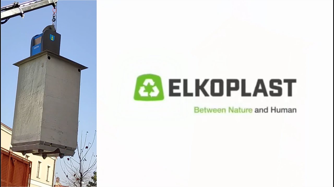 Podziemne śmietniki Elkoplast - opróżnianie pojemnika 5m3 systemem 2 haki - Holesov - Czechy